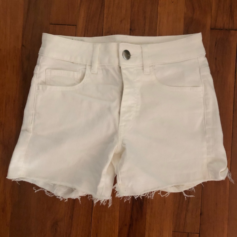American Eagle White High-Waisted Denim Shorts